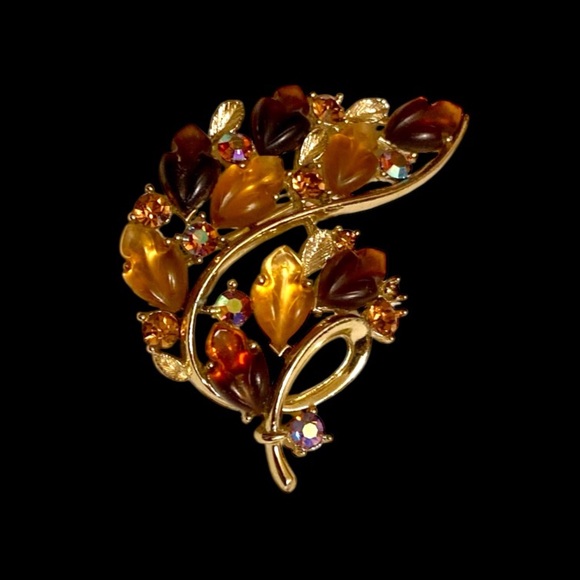 LISNER Signed Molded Jelly Lucite Brooch & Bracelet Designer Set - Vintage. - Picture 4 of 15